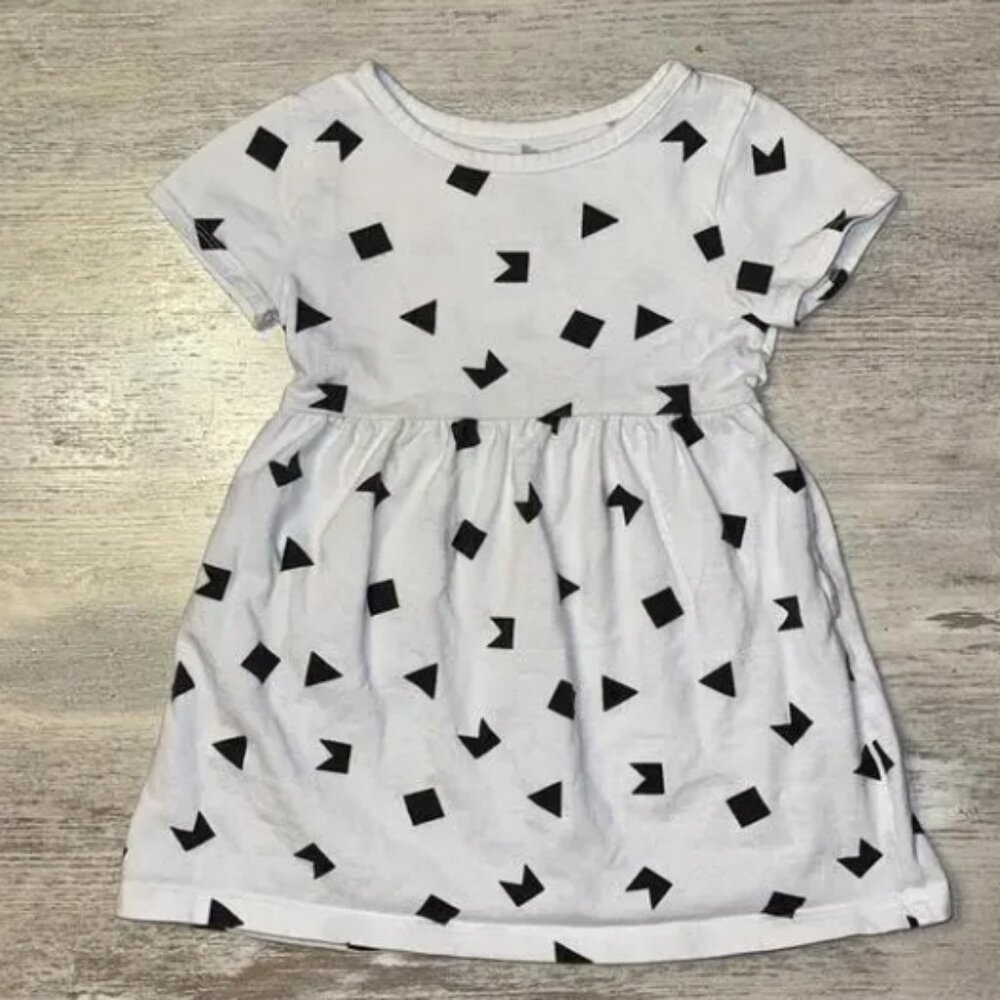 Black and White Geometric Print Cotton Dress